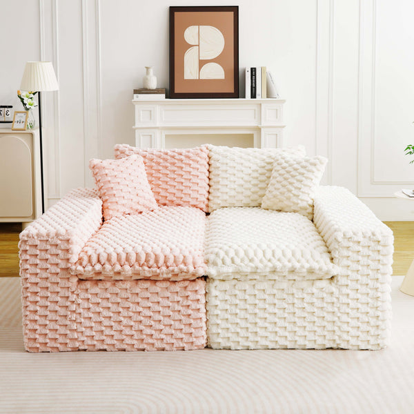 English Elm Luxury Color-Block Turtle Velvet Sofa - Versatile Modular Design For Stylish Living Room Comfort W3371S00044