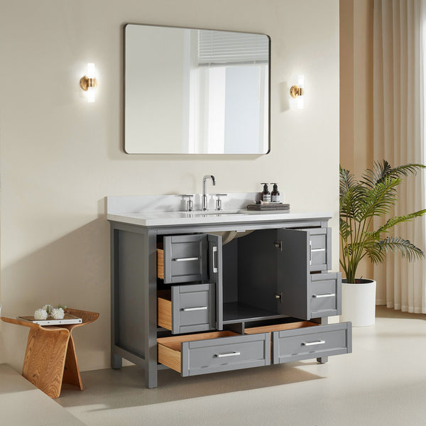 English Elm Fully Assembled Rubberwood Bathroom Vanity with Carrara Marble Top and Soft Close Doors W1826P211180