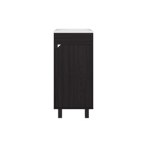 English Elm Bethel Narrow 15.7" One-Door Freestanding Vanity Cabinet with Resin Sink, Two Shelves, Black Compact Storage B200P335377
