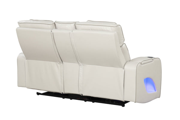 English Elm Fortuner Modern Upholstery Recliner Loveseat With Massage, Led Lights & Bluetooth - Beige Elegance G150109102