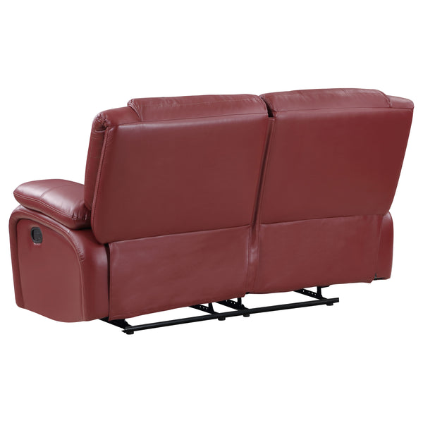 English Elm Elodie Red Faux Leather Motion Reclining Loveseat - Plush, Stylish Comfort For Cozy Living Spaces B062P354075
