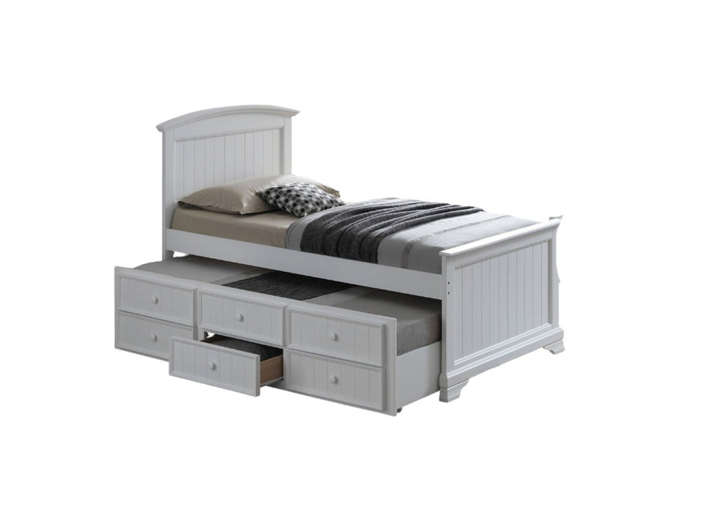 English Elm Transitional Twin Daybed With Trundle & 3 Storage Drawers – Elegant White Finish For Versatile Spaces B2741S00475-GIGA