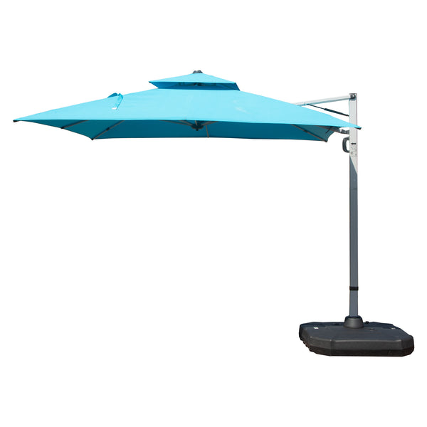 English Elm 10'X10' Square Cantilever Umbrella with Hydraulic Open, 5-Position Tilt, UPF50+ Polyester Canopy Lake Blue W1859P336663