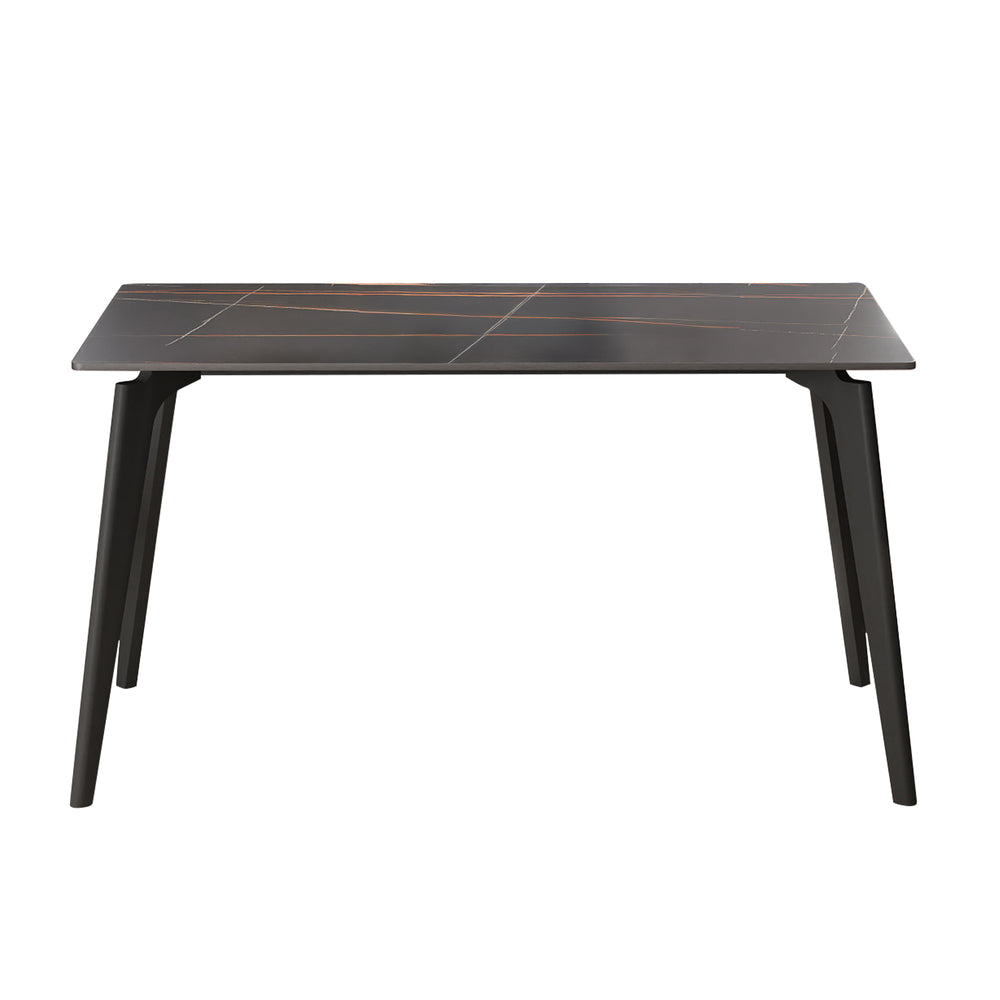 English Elm 55.12" Modern Artificial Stone Dining Table With Black Metal Legs - Sleek Design For 6 People! W1535S00510
