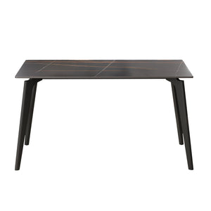English Elm 55.12" Modern Artificial Stone Dining Table With Black Metal Legs - Sleek Design For 6 People! W1535S00510