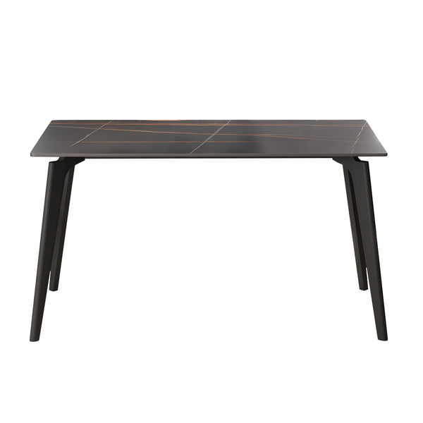 English Elm 55.12" Modern Artificial Stone Dining Table With Black Metal Legs - Sleek Design For 6 People! W1535S00510