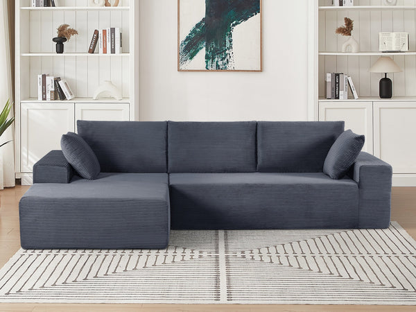 English Elm Cozyform Convertible Sectional Sofa In Dark Gray Corduroy, No Assembly Modern Couch For Any Space B2735P359711