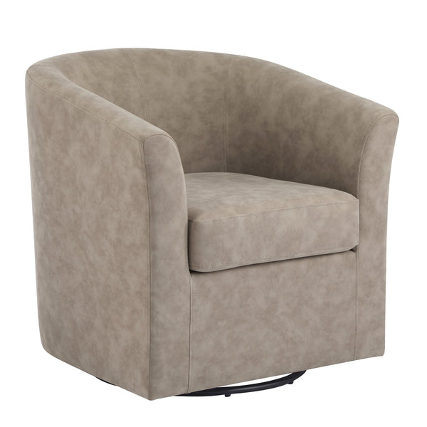 English Elm Christopher Knight Home® - Wilmore Faux Leather Swivel Barrel Chair with 360° Rotation, Tub Design, Gold-Accent Finish, No Assembly Required Apricot 32 L x 30.75 W x 29 H N776P246091I