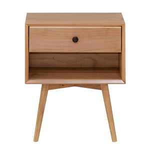 English Elm Walker Edison - Mid-Century Solid Pine 1-Drawer Nightstand with Open Cubby, Metal Hardware, Smooth Wood Slides B185P169294