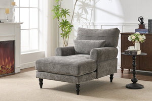 English Elm Modern Chaise Lounge with Plush High-Resilience Cushion and Solid Wood Frame for Durable Comfort Grey W2120P296386