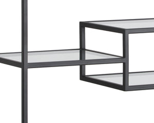 Sunpan STAMOS Bookcase - Modern Industrial Design with Charcoal Grey Oak & Black Iron Frame for Storage 104636