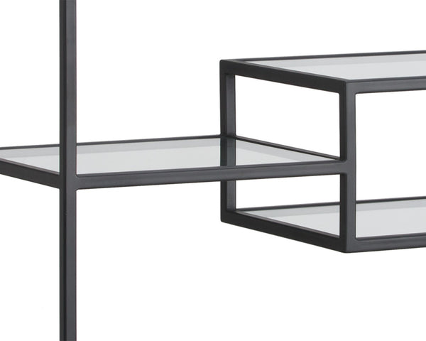 Sunpan STAMOS Bookcase - Modern Industrial Design with Charcoal Grey Oak & Black Iron Frame for Storage 104636