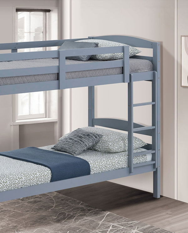English Elm Twin Arch Slat Bunk Bed with Patented Insert & Lock Joint System — Sturdy Transitional Style, Space-Saving Design Gray 14 L x 81 W x 9 H B2741P346372