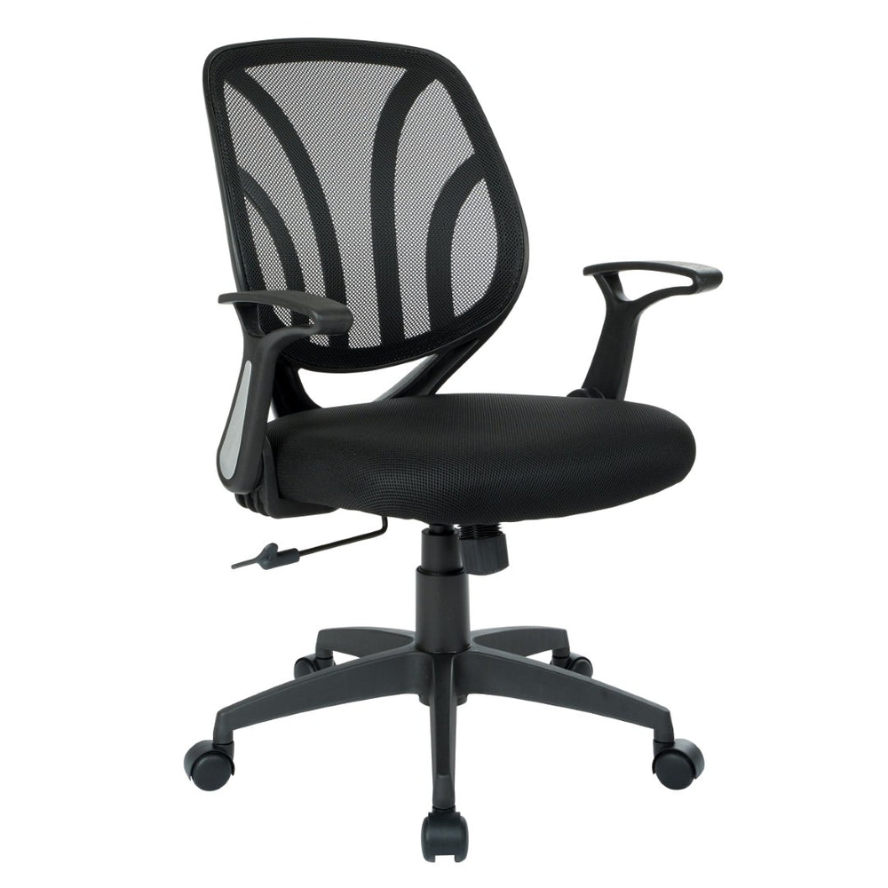 OSP Home Furnishings Screen Back Mesh Task Chair with Lumbar Support Ergonomic Seating for Home Office Use EM69202N-3M