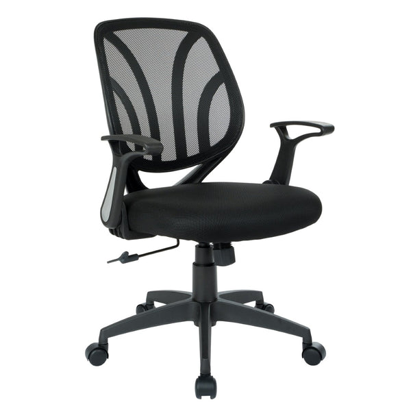 OSP Home Furnishings Screen Back Mesh Task Chair with Lumbar Support Ergonomic Seating for Home Office Use EM69202N-3M