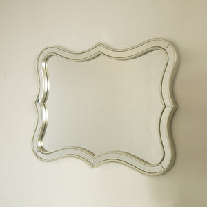 English Elm 24'' Fleuron Mirror Wave-Shape PU Frame Luxury Decorative Wall Mirror Golden or Silver Accent, Stylish W2615P346500