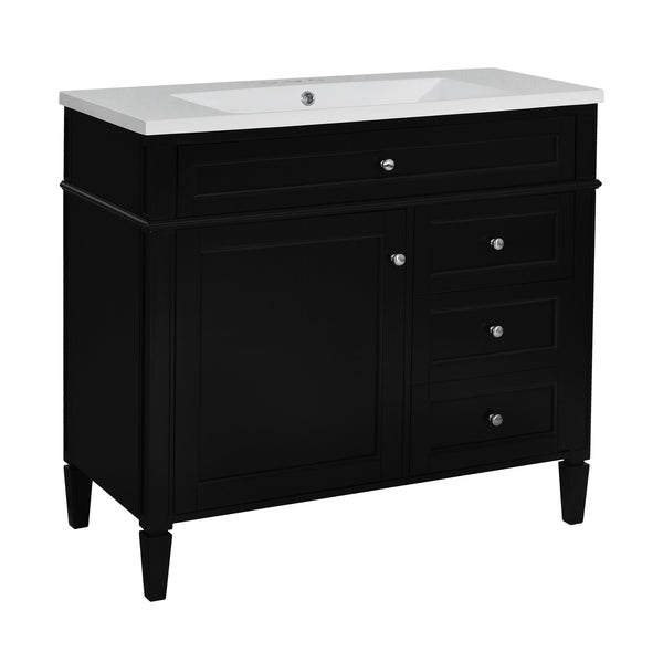 English Elm 36'' Modern Bathroom Vanity With Top Sink, Elegant Storage Cabinet & 2 Drawers For Small Spaces N710S136004B