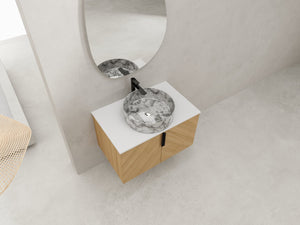 English Elm 30" Contemporary Bathroom Vanity With Art Sink, Wall-Mounted Design & Durable Plywood Construction W999S00446