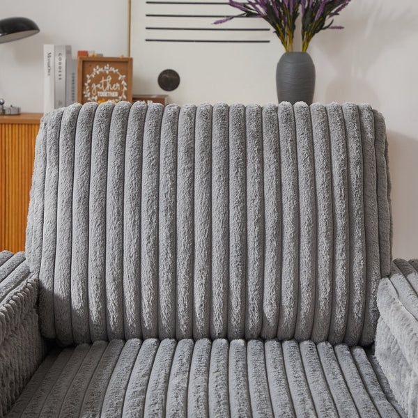 English Elm 42.5-inch corduroy single recliner with cup holder, storage ottoman, plush back pillow for lounging Grey W834P375123