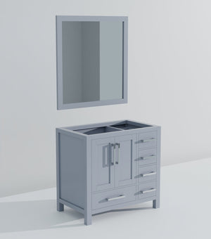 English Elm Dark Grey 36in Bath Vanity w/ Left Offset Sink, 5 Drawers + Cabinet, Mirror Included (34x32) B2731S00508