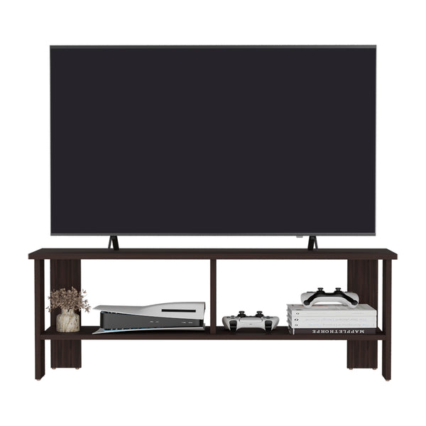 English Elm Kingsland Dark Walnut TV Stand with Two Open Shelves, Engineered Wood, Durable 52.8" Living Room Centerpiece B092P286114