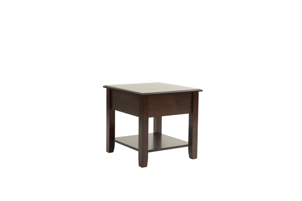 English Elm Simple Contemporary End Table with Walnut Veneer Top and Solid Rubberwood Legs, Square 22" Accent Table Antique Black,Espresso 11 L x 24 W x 27 H HSESF00F6388