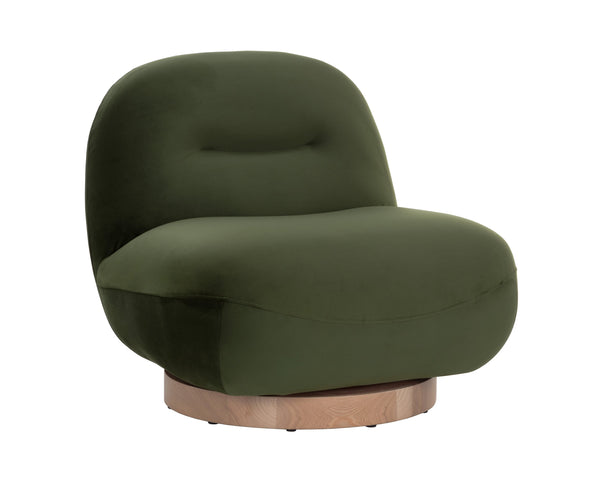 Sunpan Franze Swivel Lounge Chair - Stylish Comfort with Durable Performance Fabric and Blonde Ash Base Moss Green
