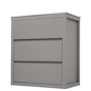 English Elm Christopher Knight Home® - 30" Bathroom Vanity with Ceramic Sink, 2 Soft-Close Full-Extension Drawers, Handle-Free 45° Design, Durable MDF Gray N817P280549G