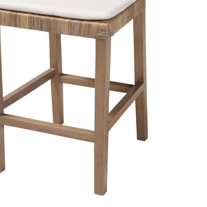 English Elm Modern Handcrafted Seagrass Woven Mahogany Counter Stool for Kitchen Island B2750P467748