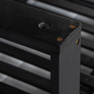 English Elm TOPMAX Acacia Wood Twin Porch Swing Bed Frame with High Back, 350lb Capacity & 118" Hemp Ropes Black N717P265795B