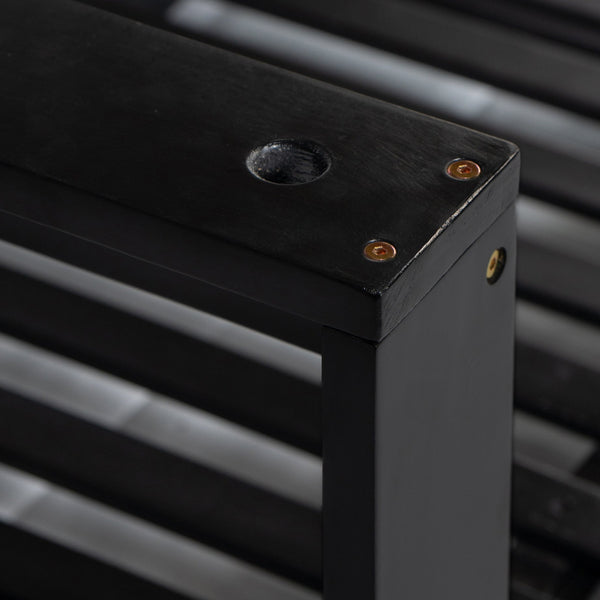 English Elm TOPMAX Acacia Wood Twin Porch Swing Bed Frame with High Back, 350lb Capacity & 118" Hemp Ropes Black N717P265795B