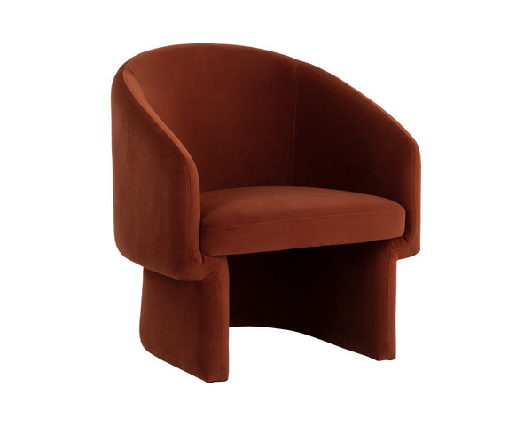 Sunpan LAURYN Lounge Chair in Meg Rust - Modern Barrelback Design for Stylish Comfort in Any Space 109755V