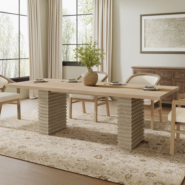 English Elm Christopher Knight Home® - 95Inches Contemporary Industrial Dining Table In Light Ash - Seats 6-10, Durable, Stylish Centerpiece N771P346933A_N771P346934A