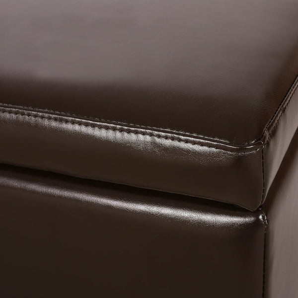English Elm Christopher Knight Home® - HARTFORD Storage Ottoman Bench with Hidden Flip-Top Storage, Bonded Leather Upholstery, Sturdy Hardwood Frame Chocolate 73766.00PU