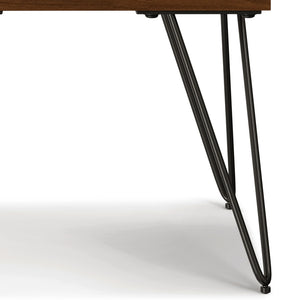English Elm Hunter Handcrafted Solid Wood Veneer End Table with Open Storage and Industrial Hairpin Legs Walnut B136P203438