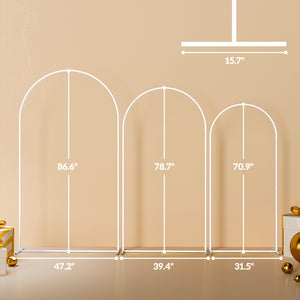 English Elm Balloon Arch Backdrop Stand Set of 3 Graduated Metal Frames for Wedding Decor White T3971P423794