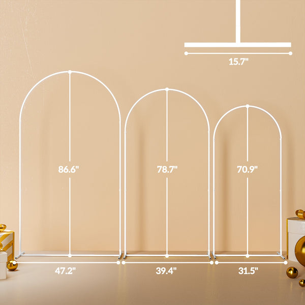 English Elm Balloon Arch Backdrop Stand Set of 3 Graduated Metal Frames for Wedding Decor White T3971P423794