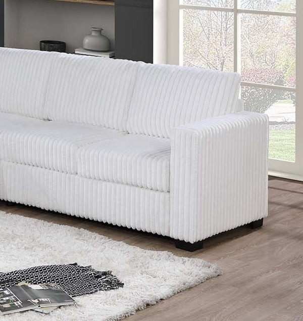 English Elm Elegant Plush 4-Pc Sectional Sofa Set with Corduroy Upholstery Spacious L-Shaped Lounge for 5 Milk White 54 L x 39 W x 27 H B011S01749