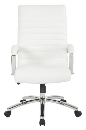 OSP Home Furnishings Executive Mid-back Office Chair with Faux Leather Upholstery and Lumbar Support White FL92017C-U11
