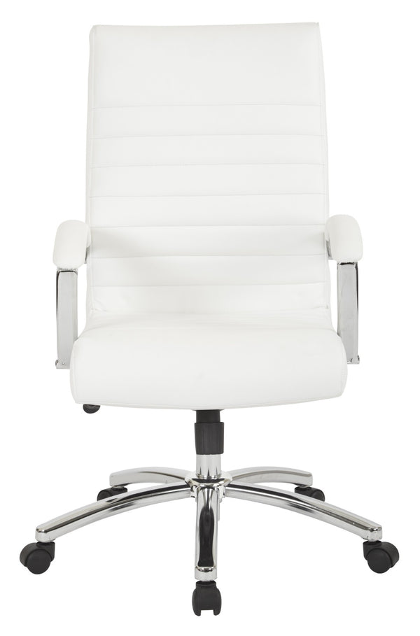 OSP Home Furnishings Executive Mid-back Office Chair with Faux Leather Upholstery and Lumbar Support White FL92017C-U11