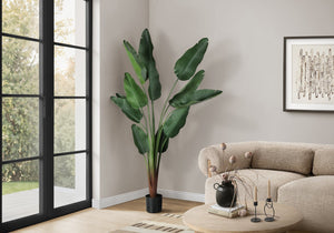 English Elm Artificial Monstera Tree 83" Tall Realistic Floor Plant with 78 Lush Leaves in Black Pot, No Maintenance Green 61 L x 10 W x 10 H B2710P287117