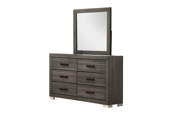 English Elm Modern Rubberwood Dresser with Full Width Bar Handles Gray Grain Finish Bedroom B011P447481