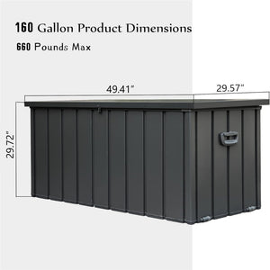 English Elm 160 Gallon Outdoor Storage Deck Box with Waterproof Galvanized Steel, Lockable, Roller Handles W1859131834