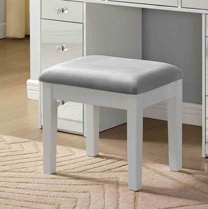 English Elm Contemporary Glam Vanity with Rhinestone Trim and Tempered Glass Top, High Gloss Finish, Illuminated Appeal Gray,White 26 L x 21 W x 32 H B2741S00685