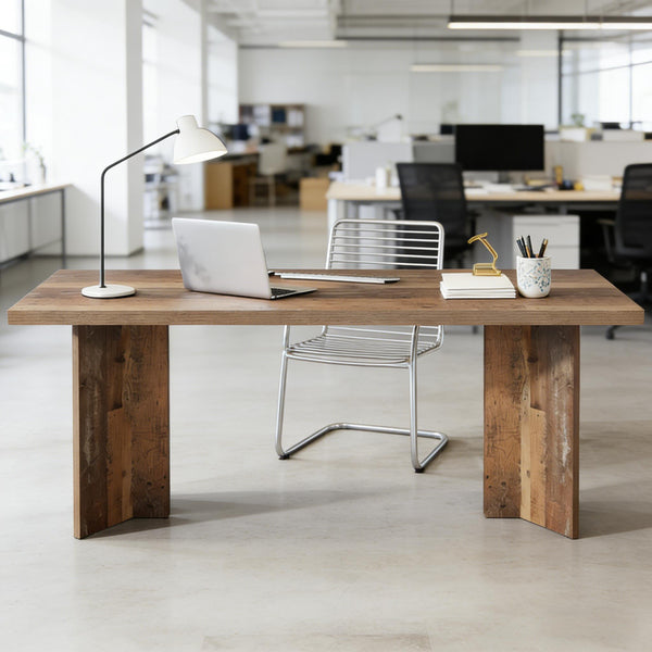 English Elm Sturdy Two-tier Computer Desk with File Cabinet and Monitor Riser for Home Office T3971P452789