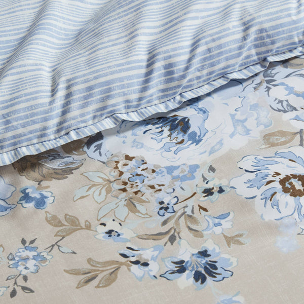 English Elm 7-piece King Floral Comforter Set Reversible Botanical Bedding with Sheets and Shams B035P408242