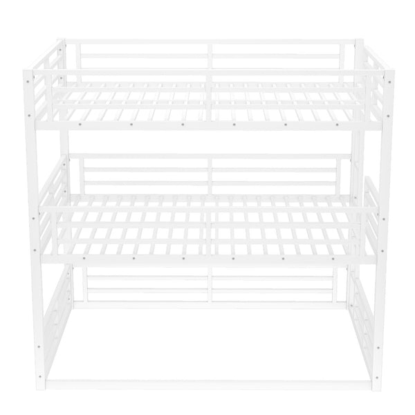 English Elm Queen Metal Triple Bunk Bed - Stylish Queen Over Queen Over Queen Design, Heavy-Duty, Safe & Quiet W1580S00167-GIGA