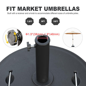 English Elm Patio Umbrella Base with Adjustable Knob & Dual Handles, Heavy-Duty HDPE Resin Stand for 1.5"-1.9" W1859P198655