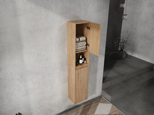 English Elm 12" Bathroom Side Cabinet - Modern Float Mount, Soft Close Doors & Reversible Design For Space-Saving W999S00375