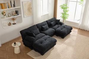 English Elm United We Win U-Shaped Modular Cloud Couch With 2 Ottomans & Bolster Pillows For Ultimate Comfort W1568S00196-GIGA